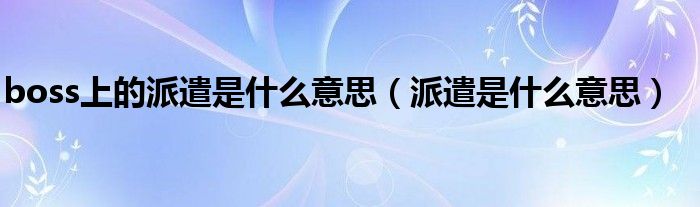 boss上的派遣是什么意思（派遣是什么意思）