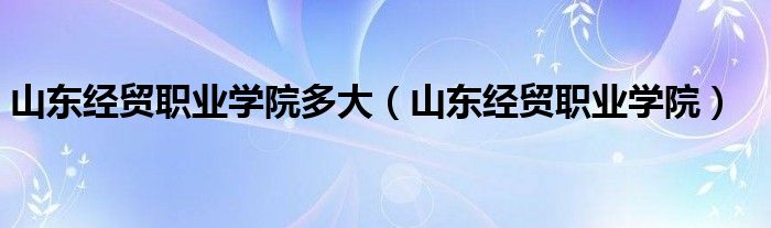 山东经贸职业学院多大（山东经贸职业学院）