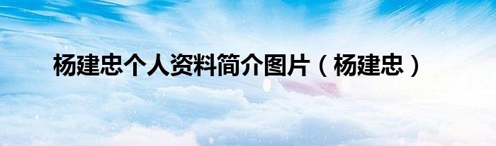 杨建忠个人资料简介图片（杨建忠）