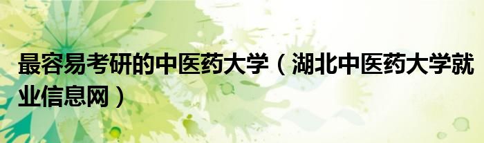 最容易考研的中医药大学（湖北中医药大学就业信息网）