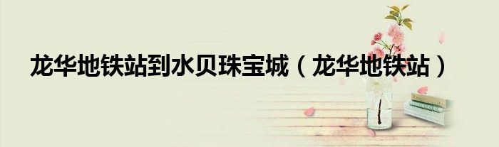 龙华地铁站到水贝珠宝城（龙华地铁站）