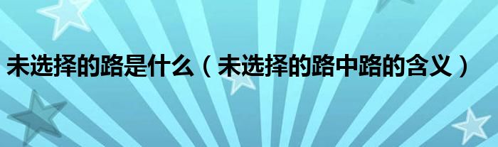 未选择的路是什么（未选择的路中路的含义）