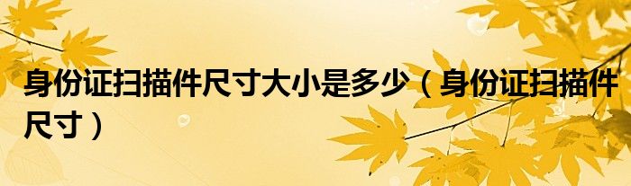 身份证扫描件尺寸大小是多少（身份证扫描件尺寸）