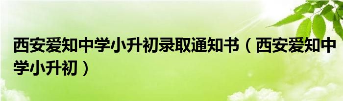 西安爱知中学小升初录取通知书（西安爱知中学小升初）