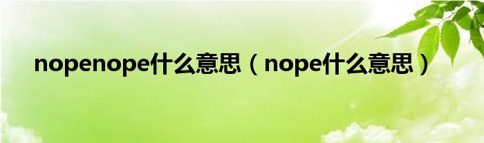 nopenope什么意思（nope什么意思）