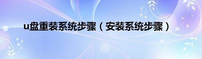 u盘重装系统步骤（安装系统步骤）
