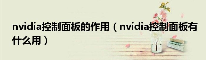 nvidia控制面板的作用（nvidia控制面板有什么用）