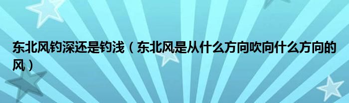 东北风钓深还是钓浅（东北风是从什么方向吹向什么方向的风）