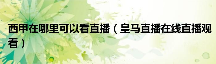 西甲在哪里可以看直播（皇马直播在线直播观看）