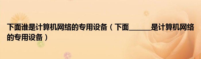 下面谁是计算机网络的专用设备（下面_______是计算机网络的专用设备）