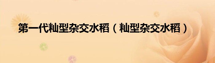 第一代籼型杂交水稻（籼型杂交水稻）