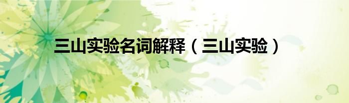 三山实验名词解释（三山实验）