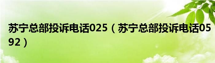 苏宁总部投诉电话025（苏宁总部投诉电话0592）