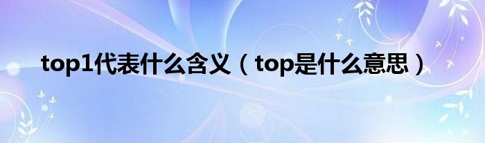 top1代表什么含义（top是什么意思）