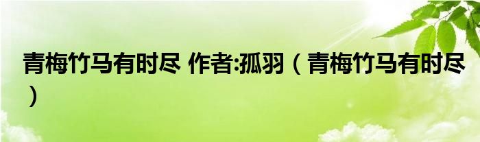 青梅竹马有时尽 作者:孤羽（青梅竹马有时尽）