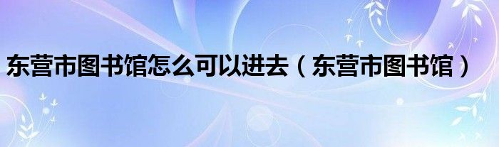 东营市图书馆怎么可以进去（东营市图书馆）