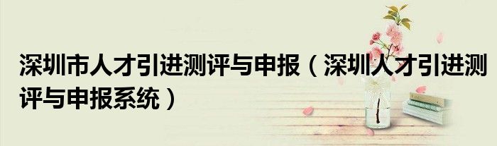 深圳市人才引进测评与申报（深圳人才引进测评与申报系统）