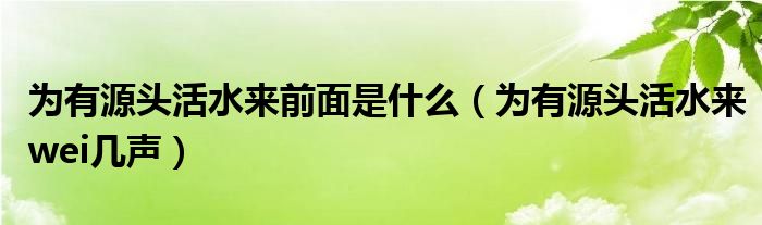 为有源头活水来前面是什么（为有源头活水来wei几声）