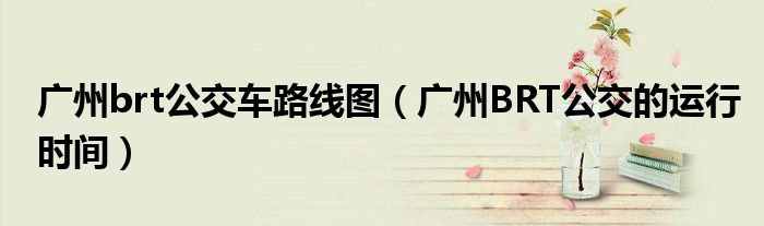 广州brt公交车路线图（广州BRT公交的运行时间）