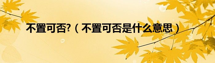 不置可否?（不置可否是什么意思）