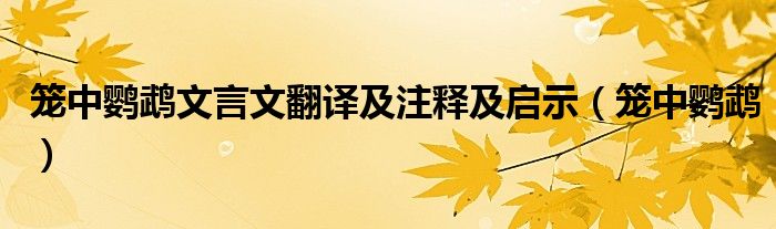 笼中鹦鹉文言文翻译及注释及启示（笼中鹦鹉）