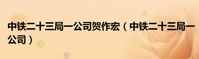 中铁二十三局一公司贺作宏（中铁二十三局一公司）