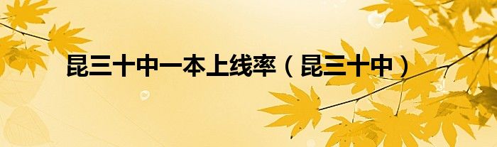 昆三十中一本上线率（昆三十中）