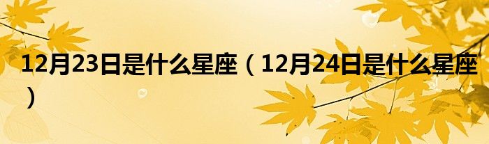 12月23日是什么星座（12月24日是什么星座）