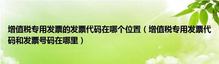 增值税专用发票的发票代码在哪个位置（增值税专用发票代码和发票号码在哪里）