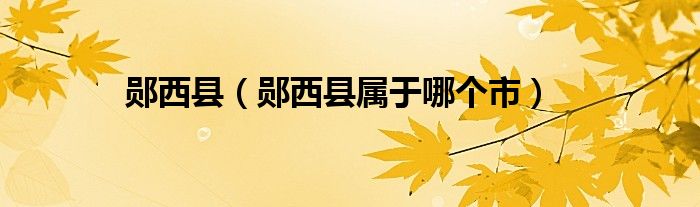 郧西县（郧西县属于哪个市）
