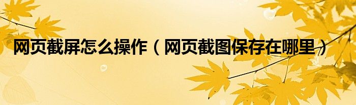 网页截屏怎么操作（网页截图保存在哪里）