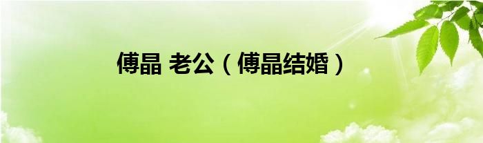傅晶 老公（傅晶结婚）