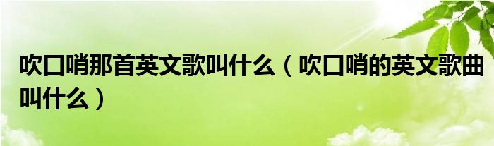 吹口哨那首英文歌叫什么（吹口哨的英文歌曲叫什么）