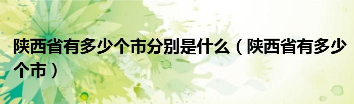 陕西省有多少个市分别是什么（陕西省有多少个市）