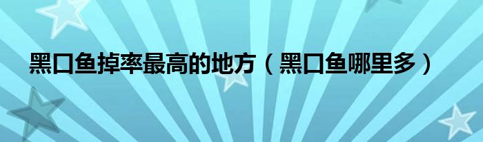 黑口鱼掉率最高的地方（黑口鱼哪里多）