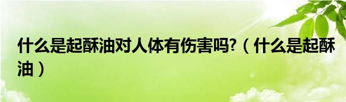 什么是起酥油对人体有伤害吗?（什么是起酥油）