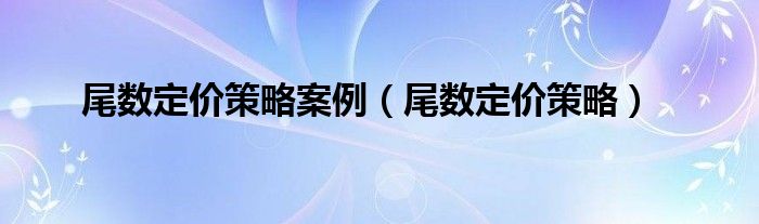 尾数定价策略案例（尾数定价策略）