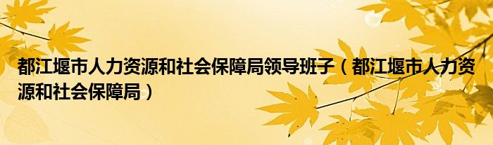都江堰市人力资源和社会保障局领导班子（都江堰市人力资源和社会保障局）