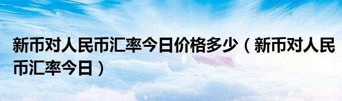 新币对人民币汇率今日价格多少（新币对人民币汇率今日）