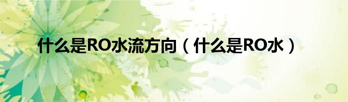 什么是RO水流方向（什么是RO水）