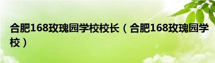 合肥168玫瑰园学校校长（合肥168玫瑰园学校）