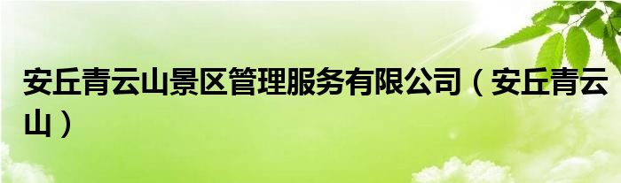 安丘青云山景区管理服务有限公司（安丘青云山）