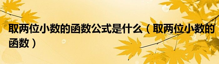 取两位小数的函数公式是什么（取两位小数的函数）