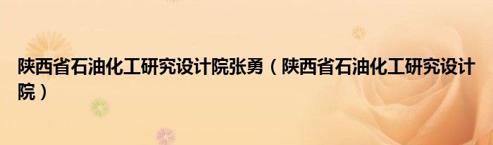 陕西省石油化工研究设计院张勇（陕西省石油化工研究设计院）