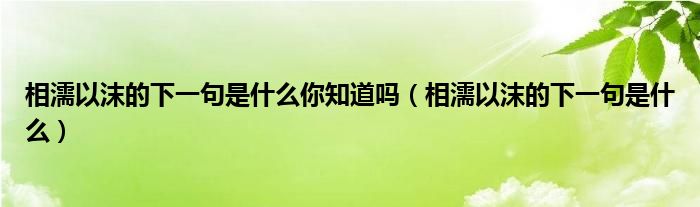 相濡以沫的下一句是什么你知道吗（相濡以沫的下一句是什么）