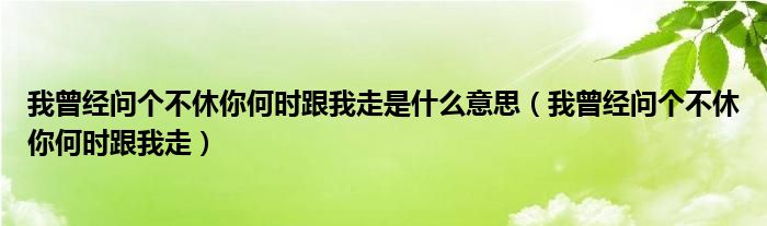 我曾经问个不休你何时跟我走是什么意思（我曾经问个不休你何时跟我走）