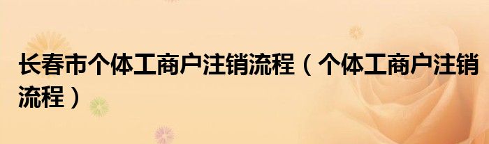 长春市个体工商户注销流程（个体工商户注销流程）