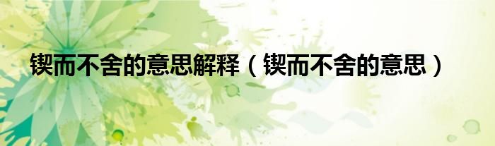 锲而不舍的意思解释（锲而不舍的意思）