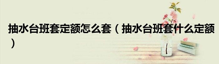 抽水台班套定额怎么套（抽水台班套什么定额）