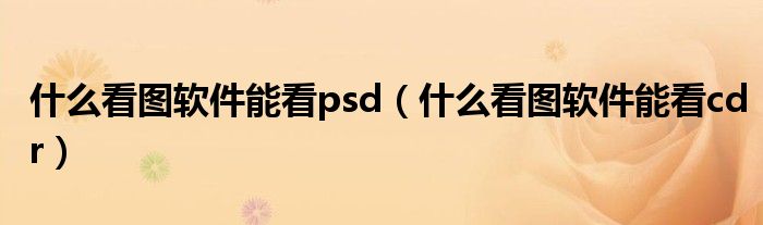 什么看图软件能看psd（什么看图软件能看cdr）